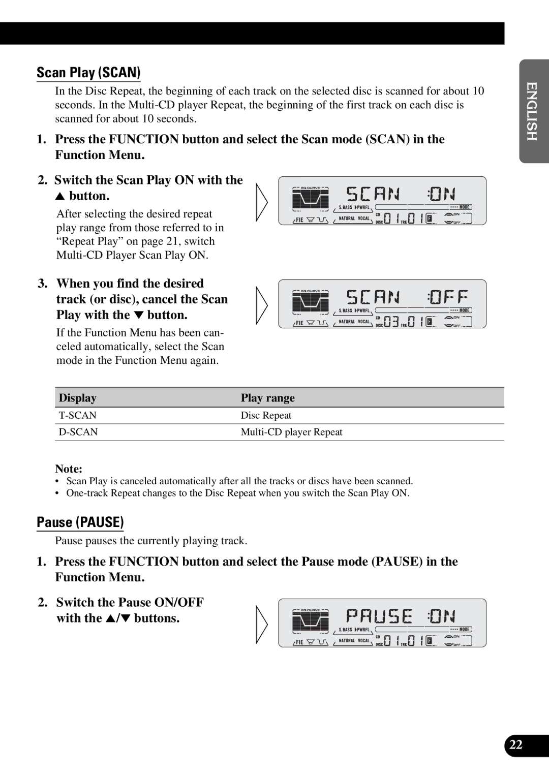 Pioneer DEH-P5200, DEH-P6200 operation manual Scan Play Scan 