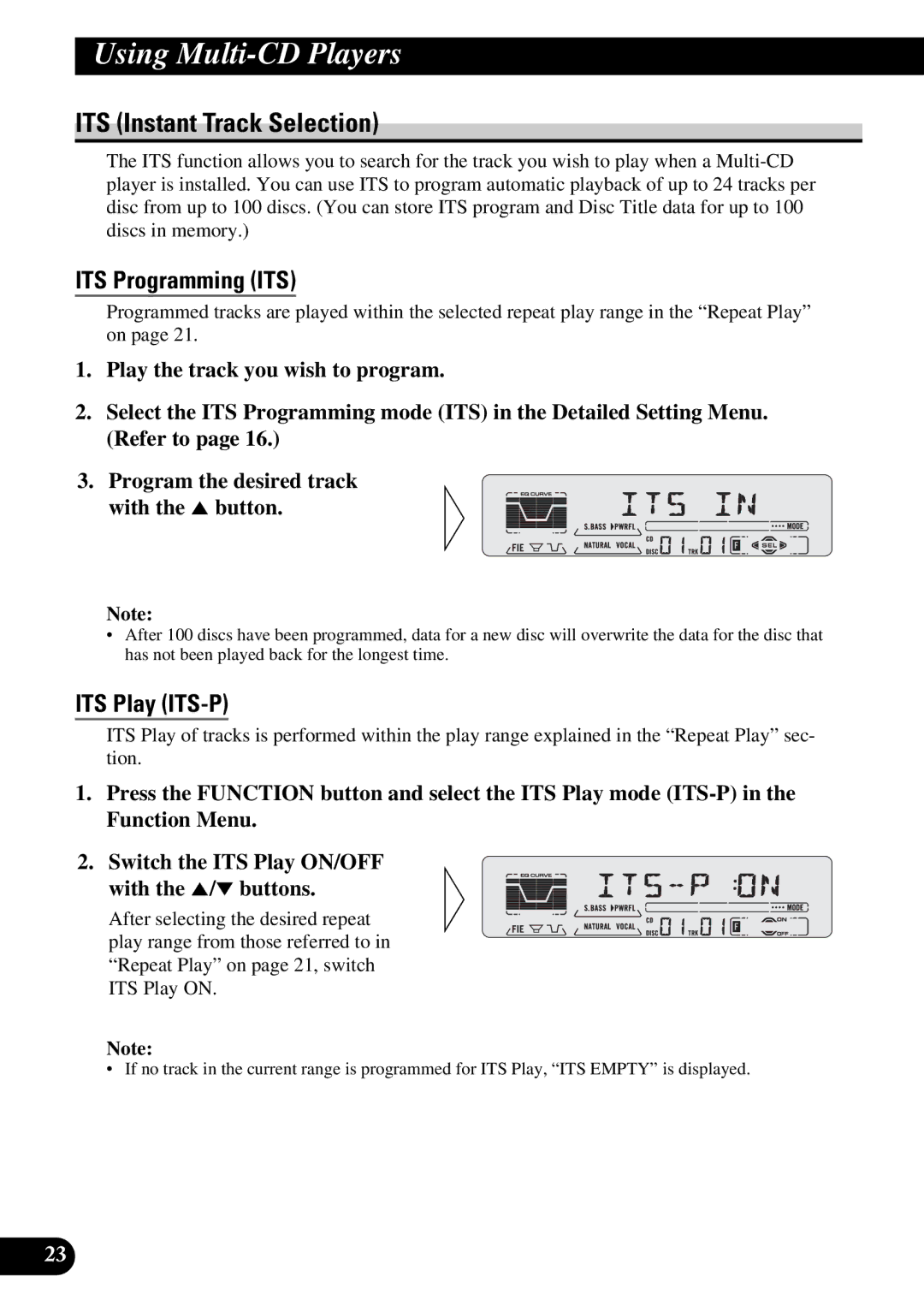 Pioneer DEH-P6200, DEH-P5200 operation manual ITS Instant Track Selection, ITS Programming ITS, ITS Play ITS-P 