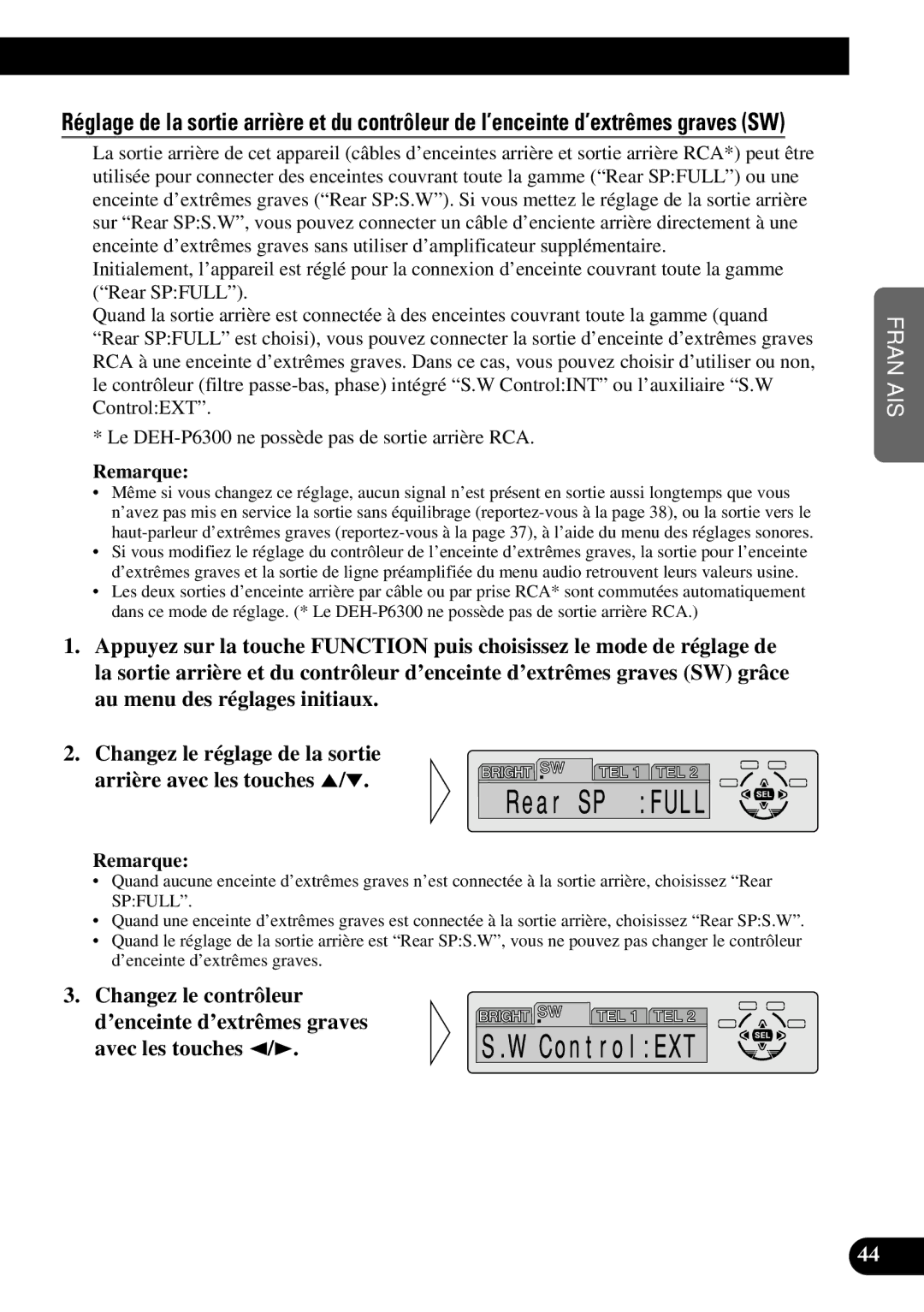 Pioneer DEH-P6300, DEH-P7300 operation manual Remarque 