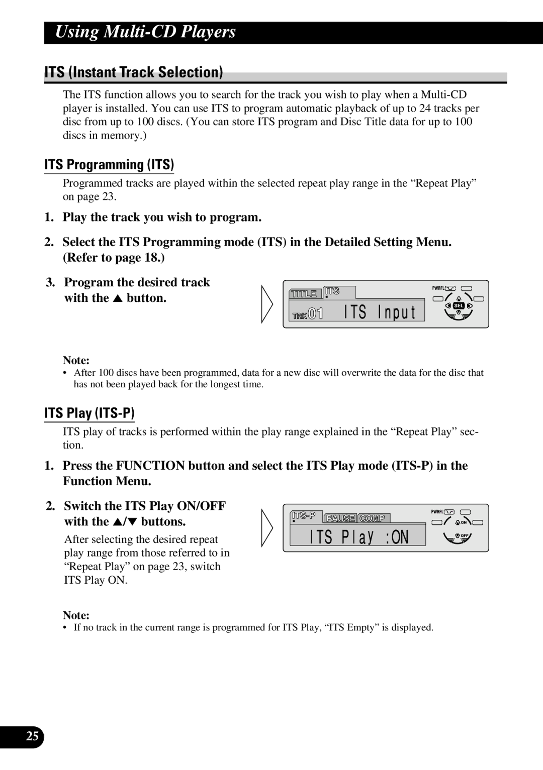 Pioneer DEH-P6300, DEH-P7300 operation manual ITS Instant Track Selection, ITS Programming ITS, ITS Play ITS-P 