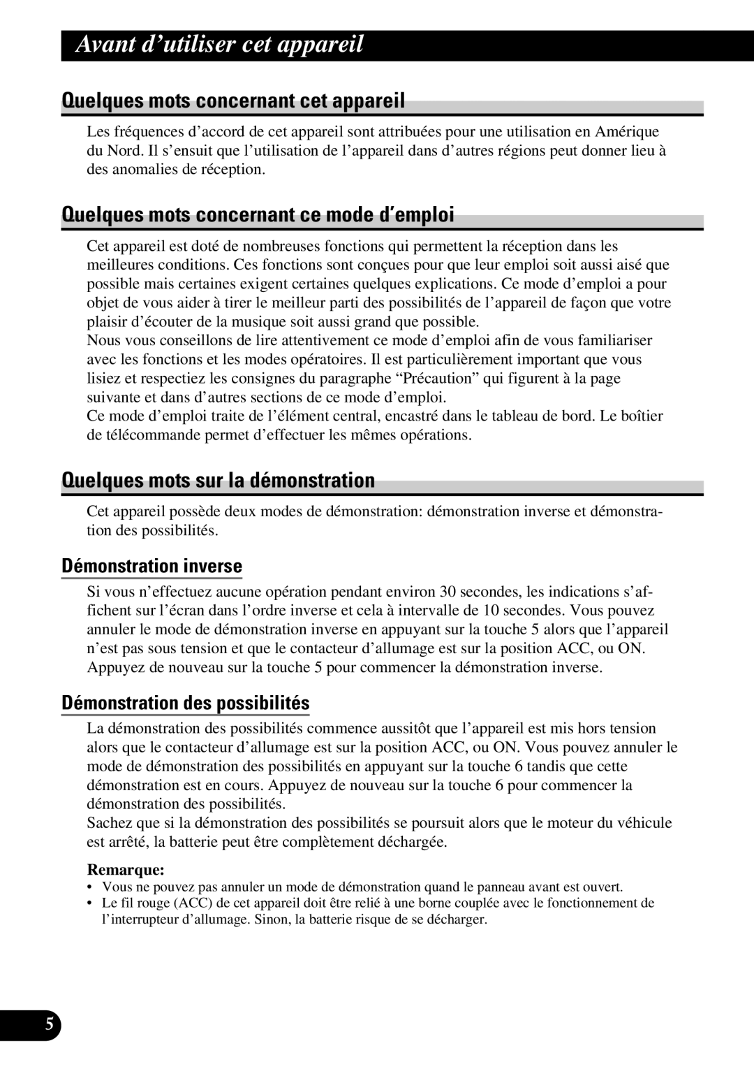 Pioneer DEH-P6300, DEH-P7300 operation manual Avant d’utiliser cet appareil, Quelques mots concernant cet appareil 