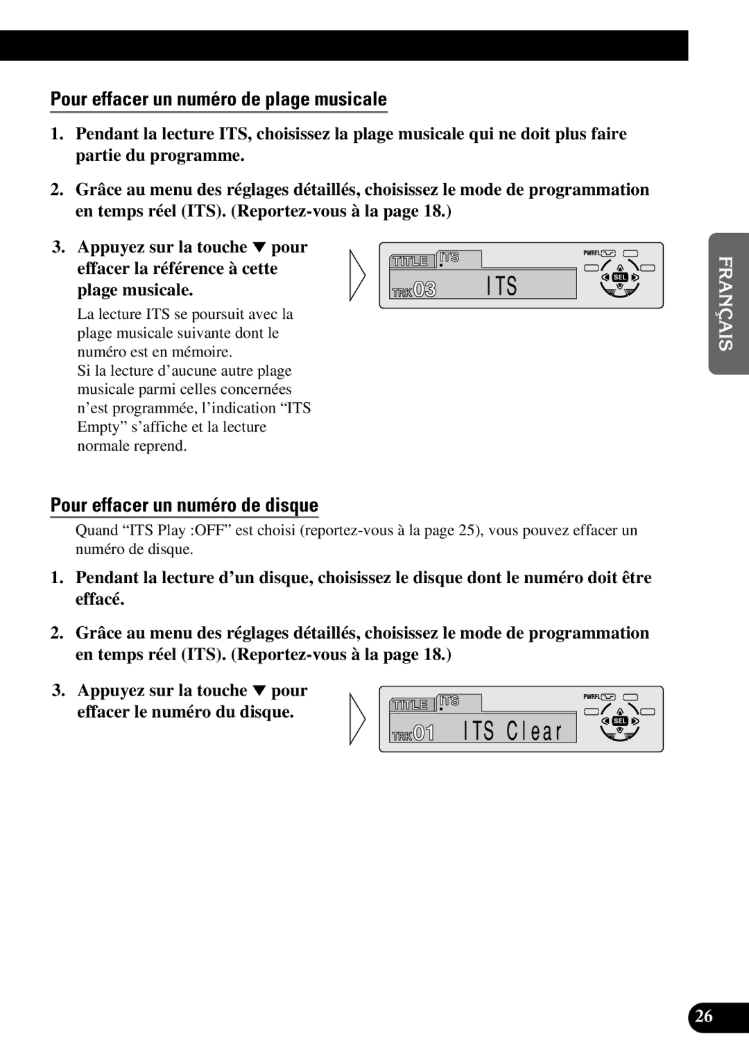 Pioneer DEH-P6300, DEH-P7300 operation manual Pour effacer un numéro de plage musicale, Pour effacer un numéro de disque 