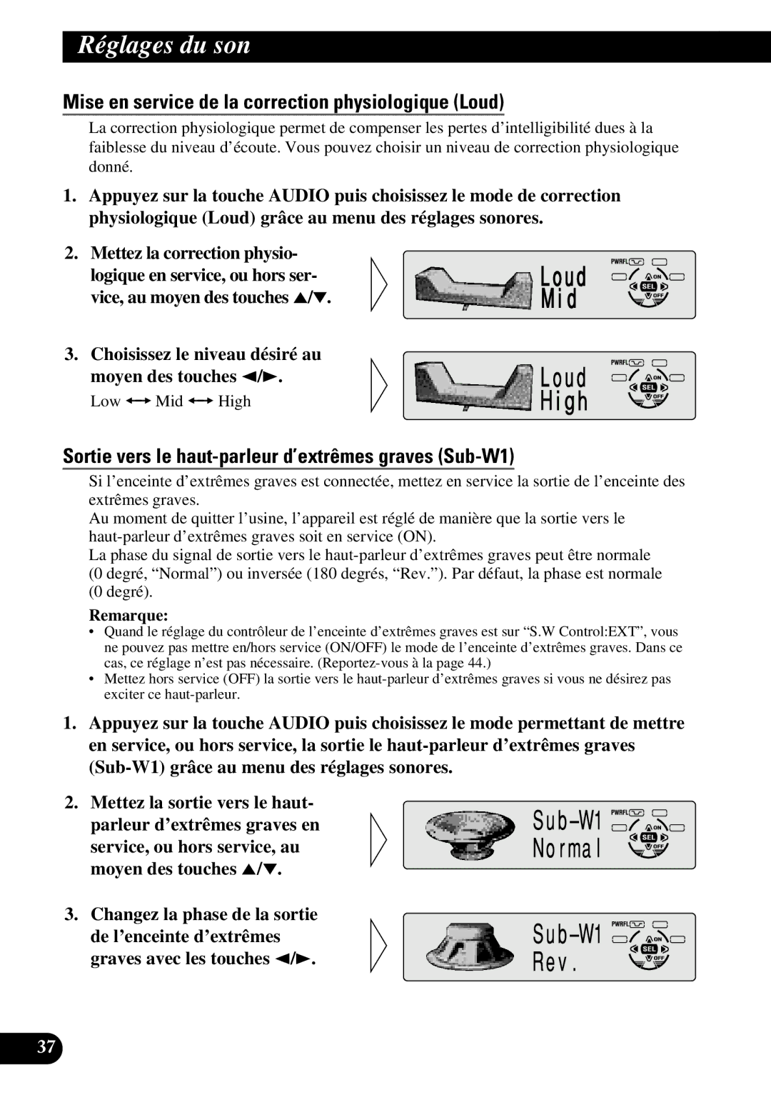 Pioneer DEH-P6300, DEH-P7300 operation manual Mise en service de la correction physiologique Loud 