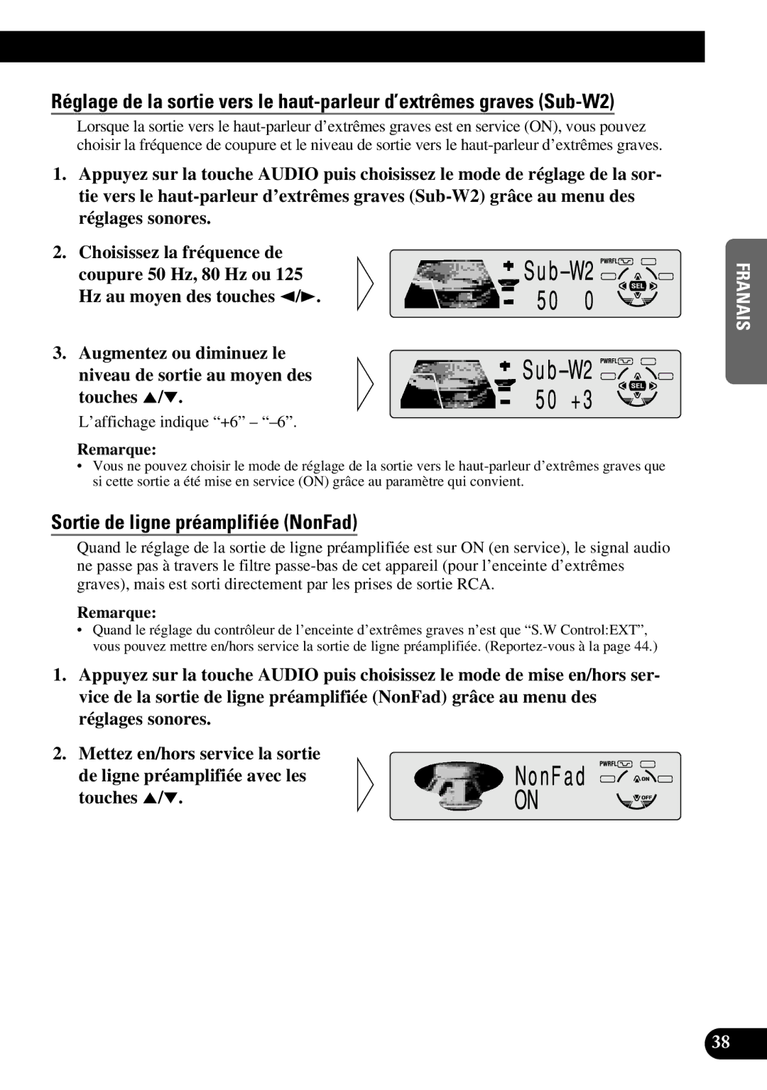 Pioneer DEH-P6300, DEH-P7300 operation manual Sortie de ligne préamplifiée NonFad 