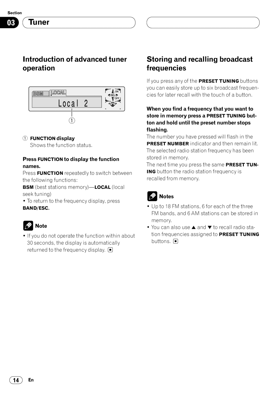 Pioneer DEH-P640 operation manual Introduction of advanced tuner, Operation Frequencies, Storing and recalling broadcast 