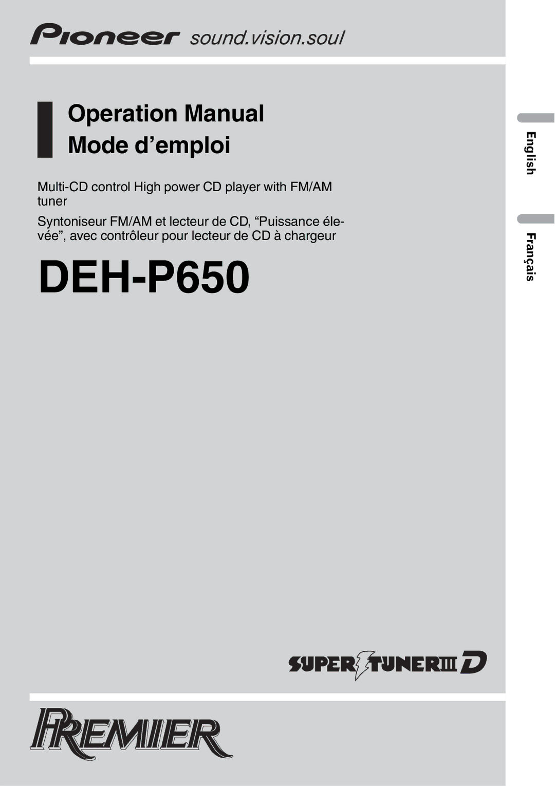 Pioneer DEH-P650 operation manual 