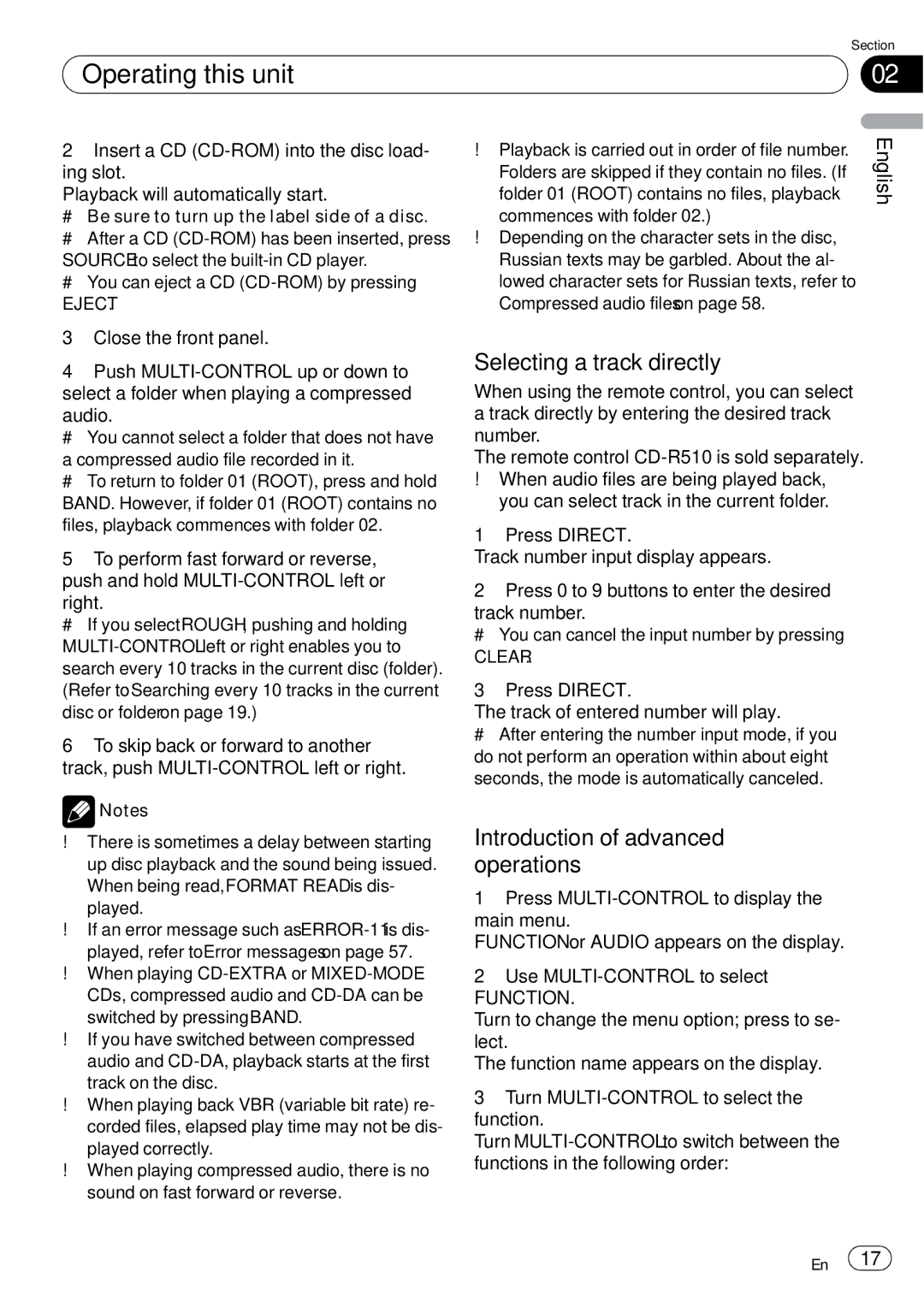 Pioneer DEH-P65BT operation manual Selecting a track directly, Eject, Clear, Press Direct Track of entered number will play 