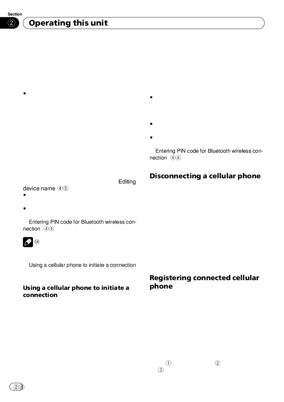 Pioneer DEH-P65BT operation manual Disconnecting a cellular phone, Registering connected cellular phone 