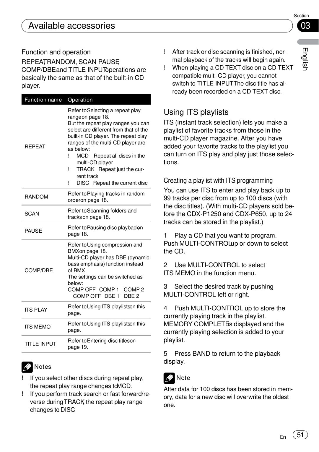 Pioneer DEH-P65BT operation manual Using ITS playlists, Function and operation, Creating a playlist with ITS programming 