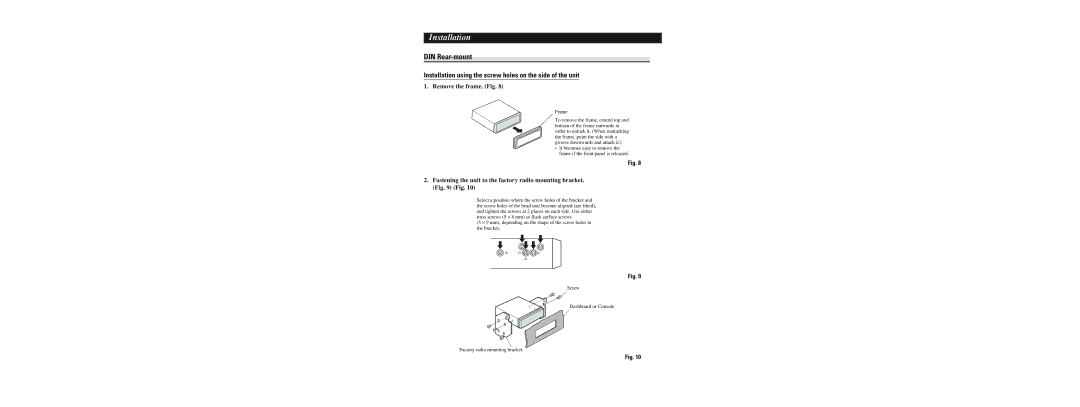 Pioneer DEH-P6800MP manual DIN Rear-mount 