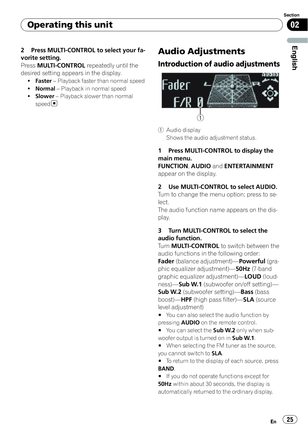 Pioneer DEH-P6900UB operation manual Audio Adjustments, Introduction of audio adjustments 