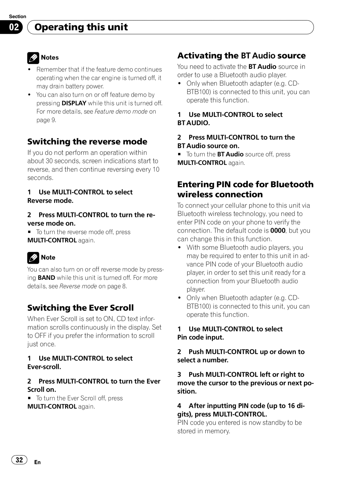 Pioneer DEH-P6900UB operation manual Switching the reverse mode Activating the BT Audio source, Switching the Ever Scroll 