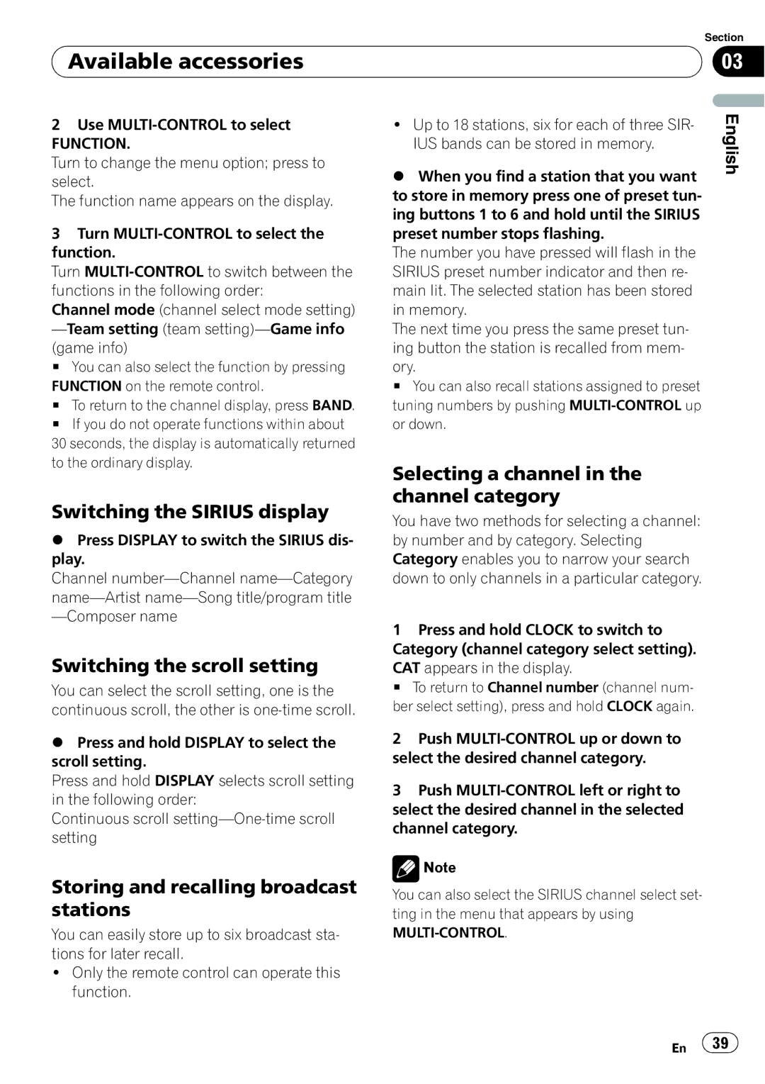 Pioneer DEH-P6900UB operation manual Switching the Sirius display, Switching the scroll setting 