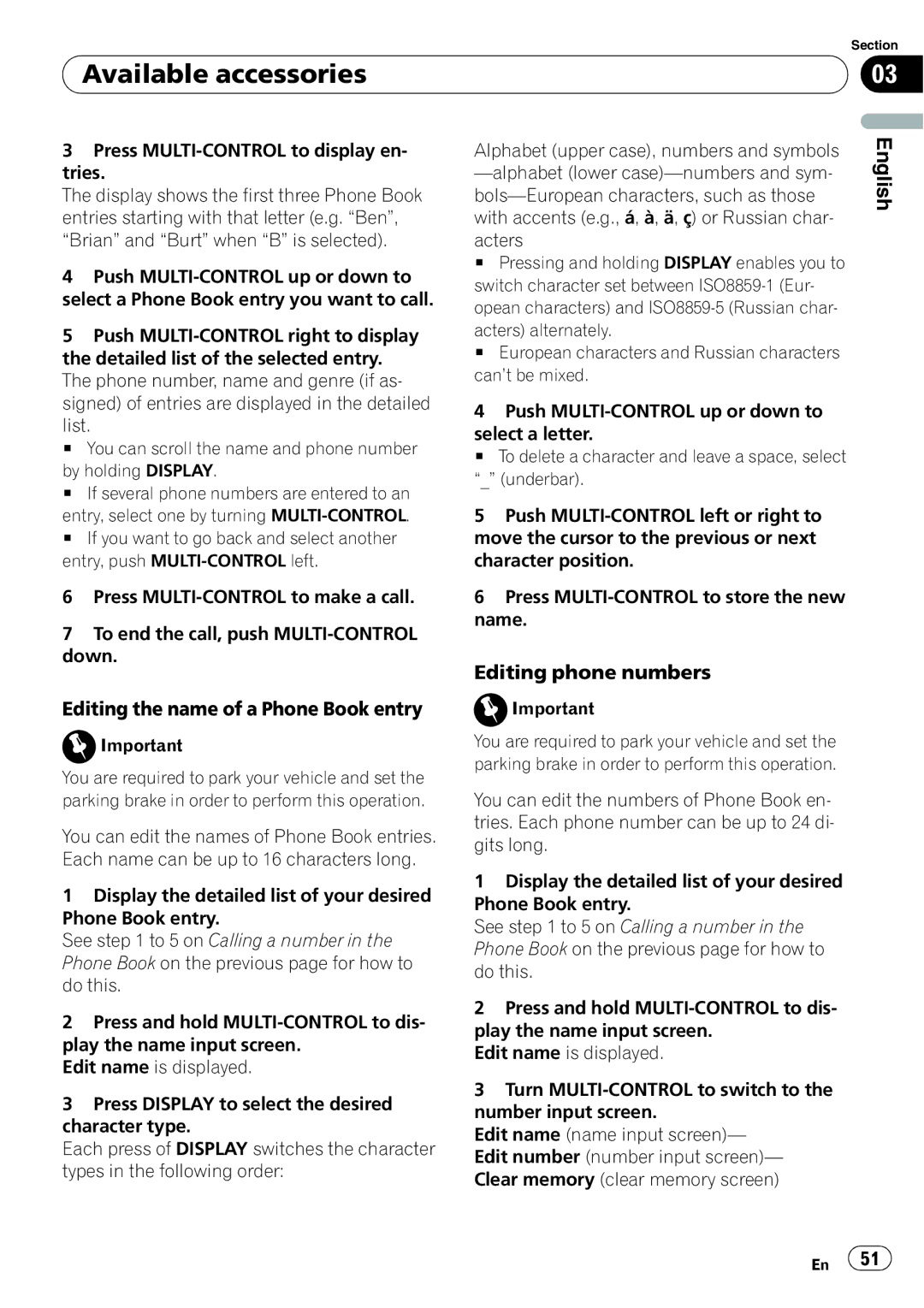 Pioneer DEH-P6900UB operation manual Editing phone numbers, Editing the name of a Phone Book entry 