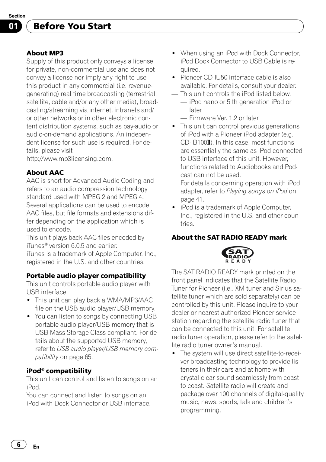 Pioneer DEH-P6900UB operation manual Before You Start 