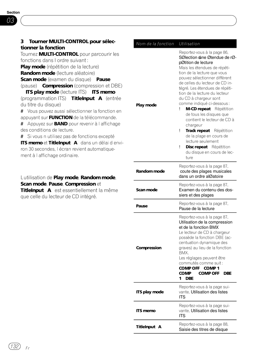 Pioneer DEH-P690UB operation manual 132 Fr, Utilisation 