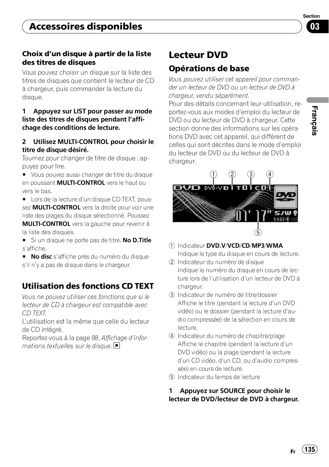 Pioneer DEH-P690UB operation manual Lecteur DVD, Utilisation des fonctions CD Text 