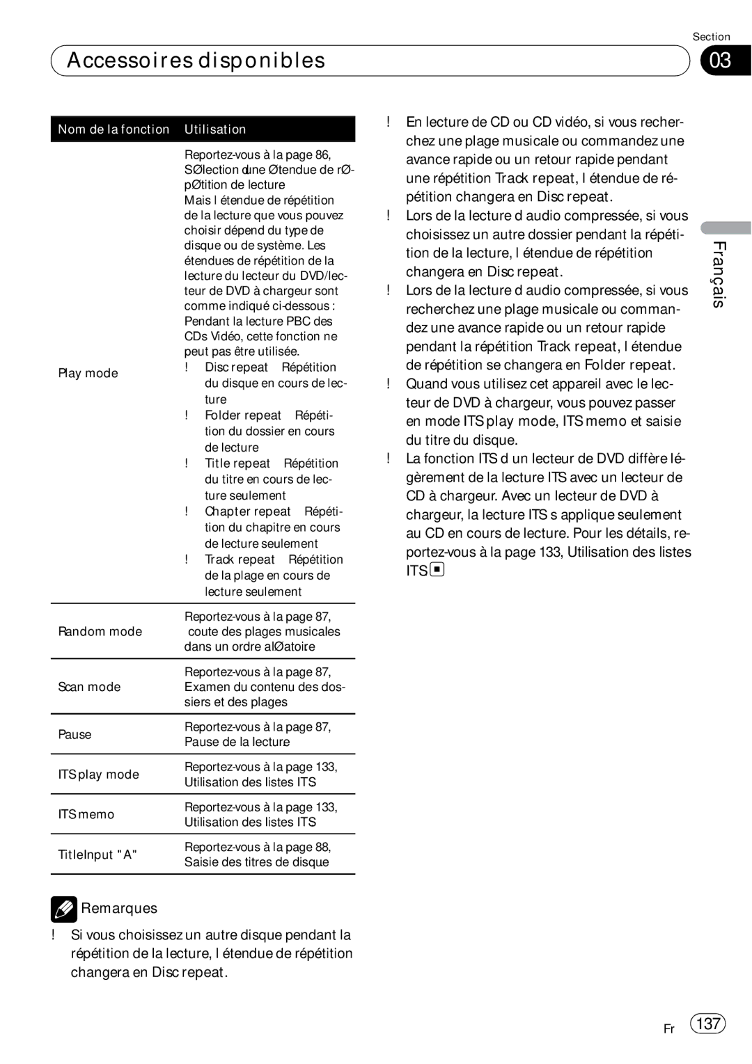 Pioneer DEH-P690UB operation manual Portez-vous à la page 133, Utilisation des listes ITS 