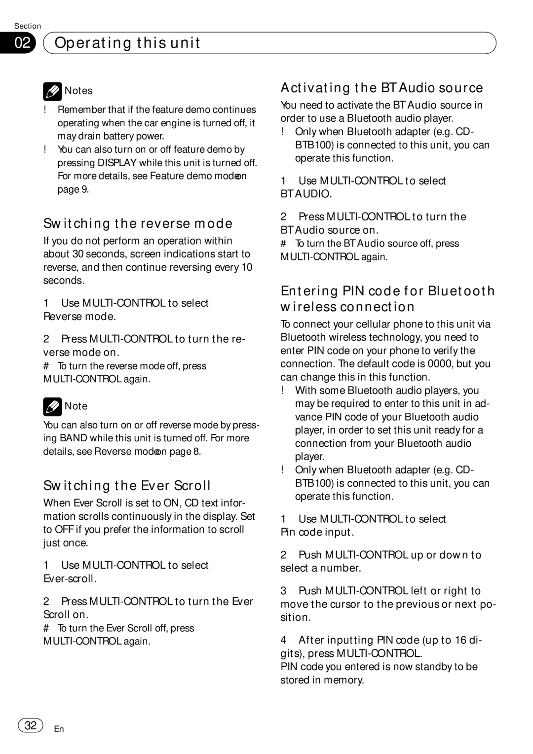 Pioneer DEH-P690UB operation manual Switching the reverse mode Activating the BT Audio source, Switching the Ever Scroll 