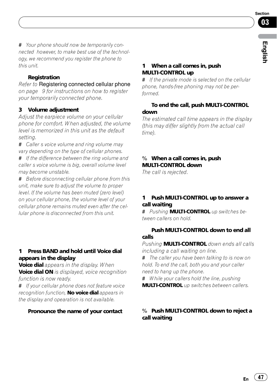 Pioneer DEH-P690UB operation manual Making a phone call, Taking a phone call 