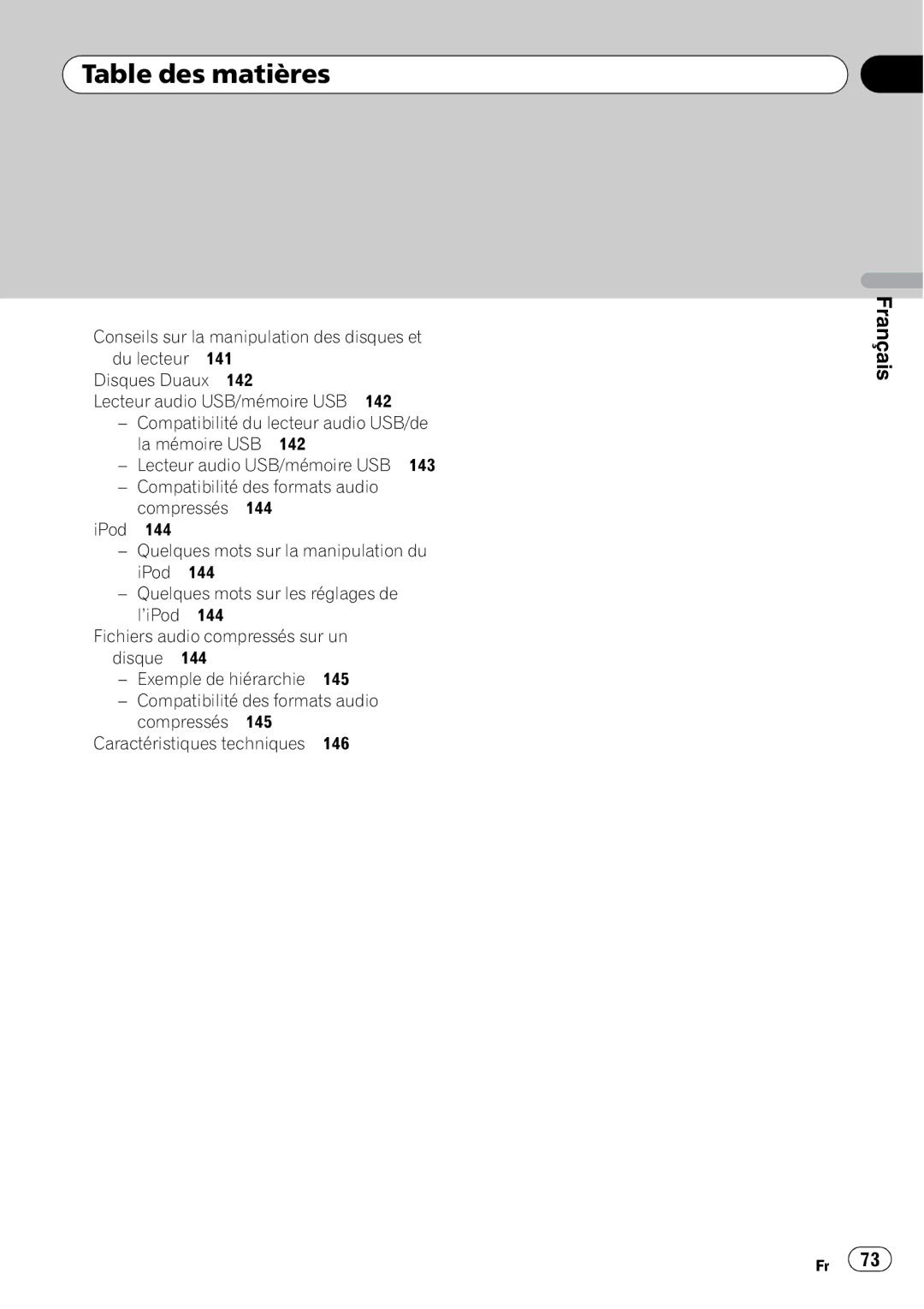 Pioneer DEH-P690UB operation manual Table des matières 