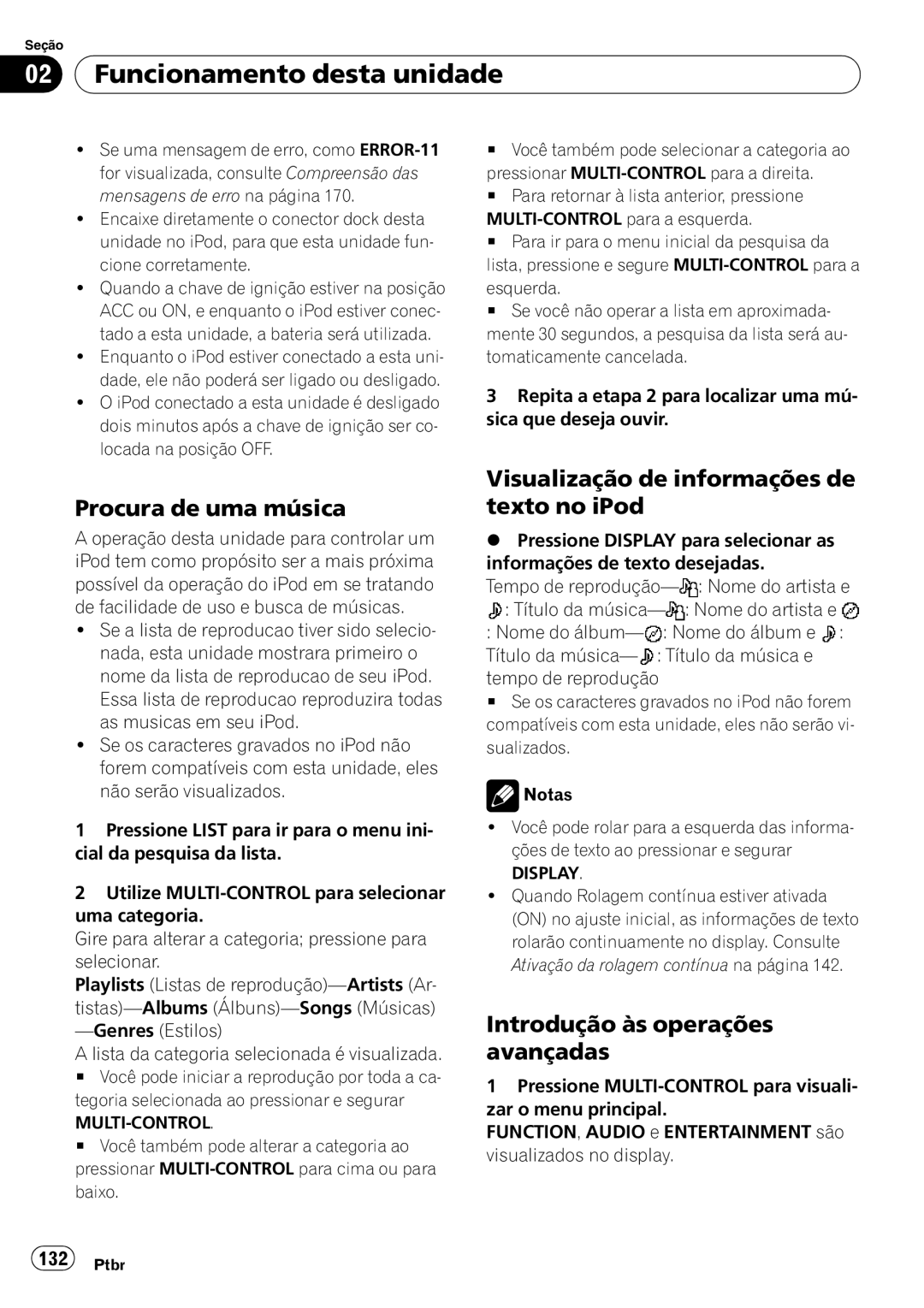 Pioneer DEH-P6950IB operation manual Procura de uma música, Visualização de informações de texto no iPod 