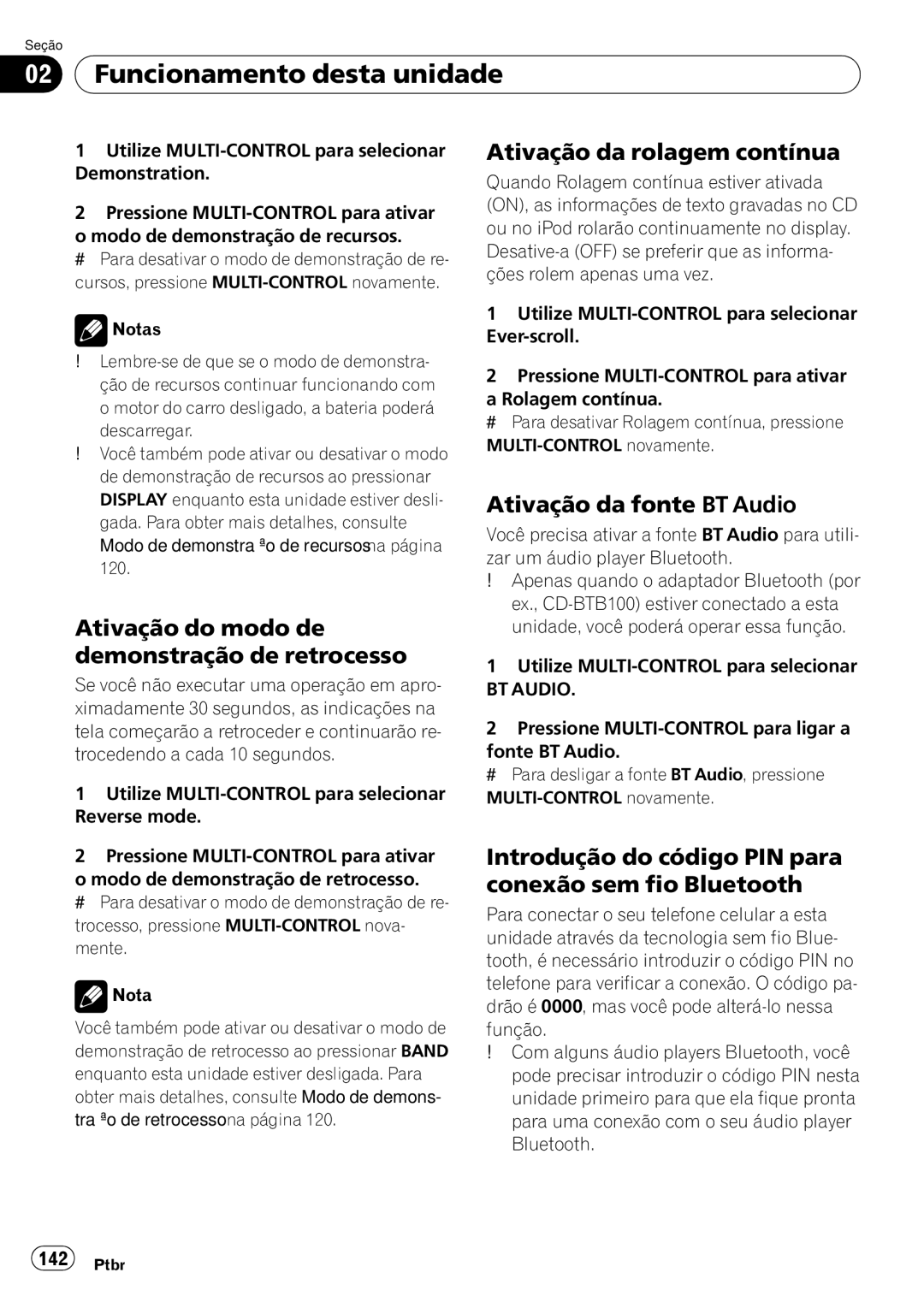 Pioneer DEH-P6950IB operation manual Ativação do modo de demonstração de retrocesso, Ativação da rolagem contínua 