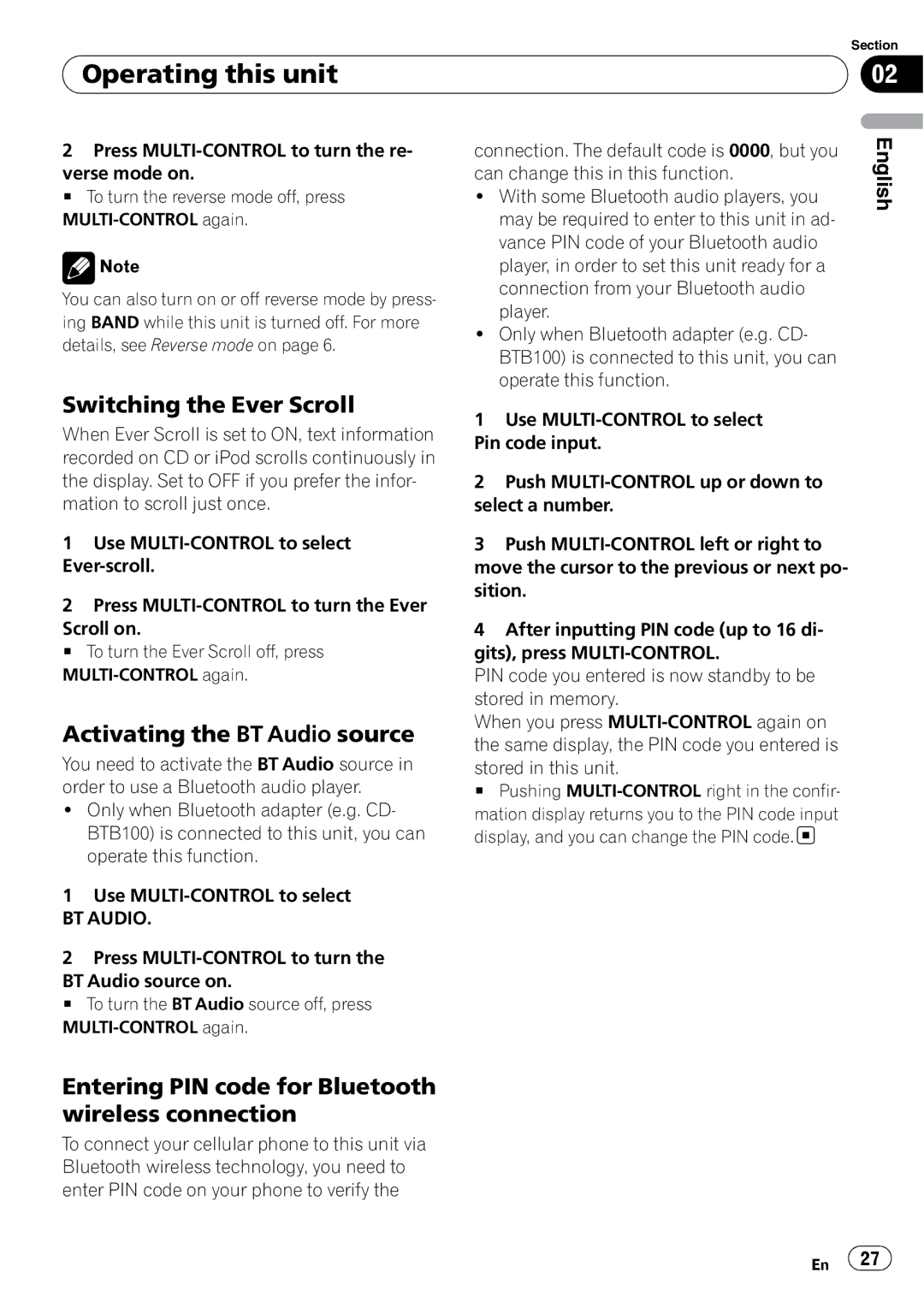 Pioneer DEH-P6950IB operation manual Switching the Ever Scroll, Activating the BT Audio source 