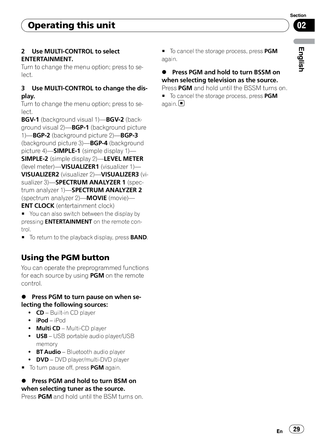 Pioneer DEH-P6950IB operation manual Using the PGM button, Entertainment 