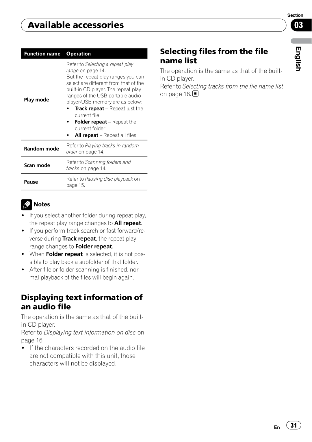 Pioneer DEH-P6950IB operation manual Available accessories, Selecting files from the file name list 