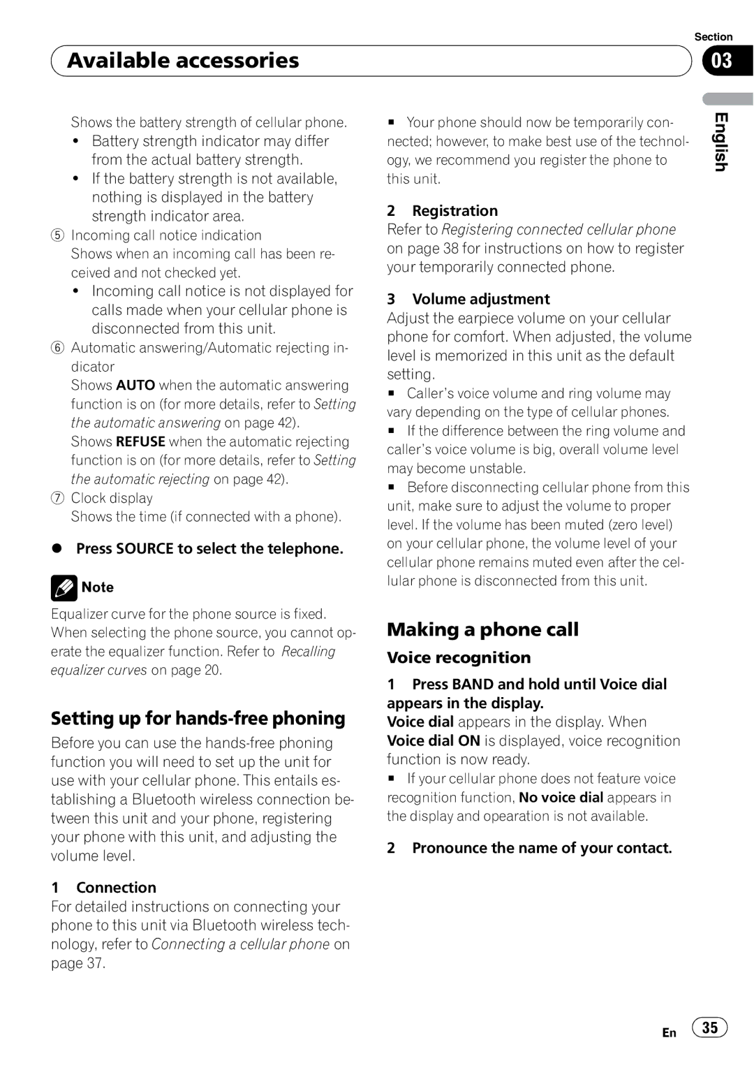 Pioneer DEH-P6950IB operation manual Setting up for hands-free phoning, Making a phone call, Voice recognition 