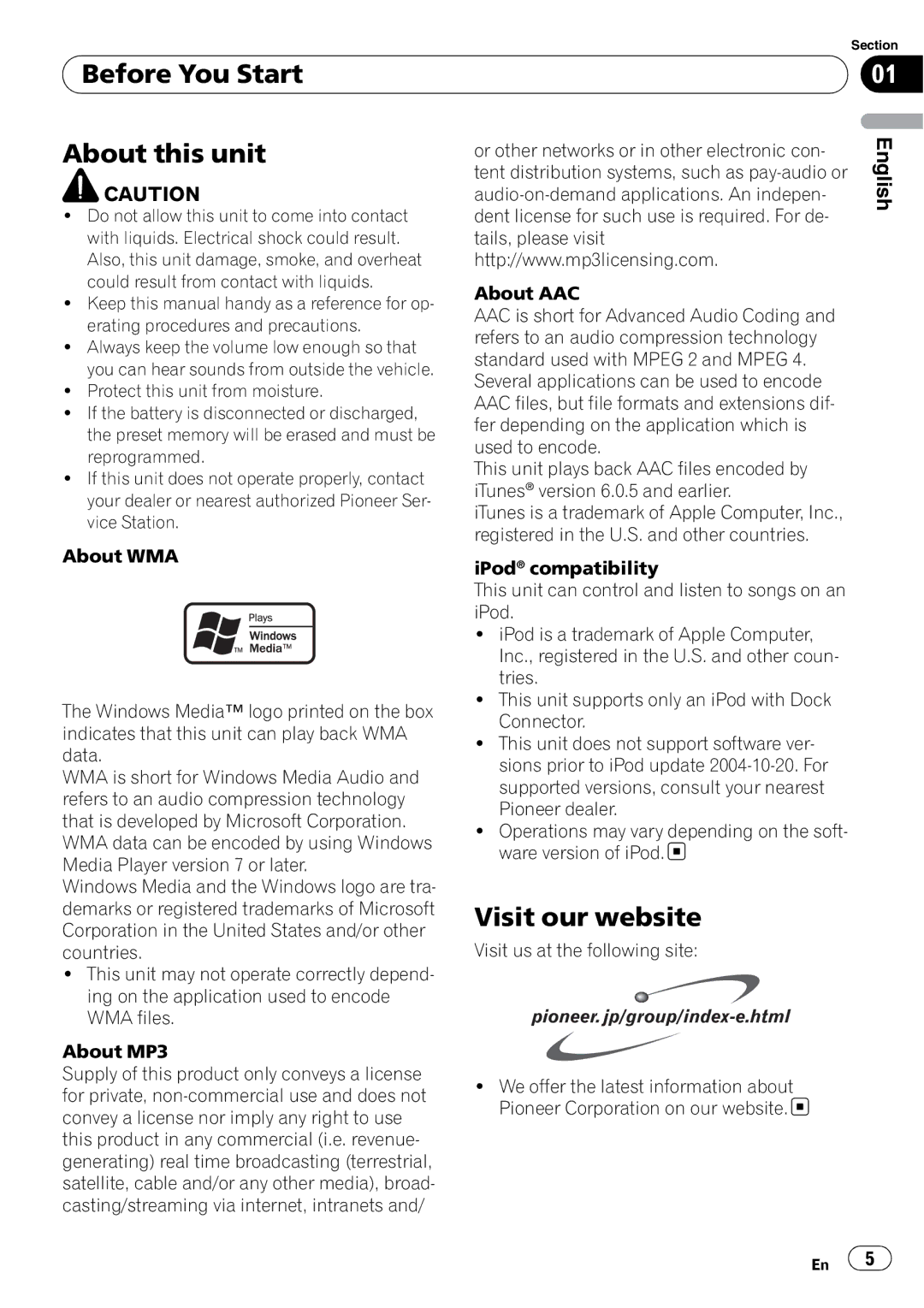 Pioneer DEH-P6950IB operation manual Before You Start About this unit, Visit our website 