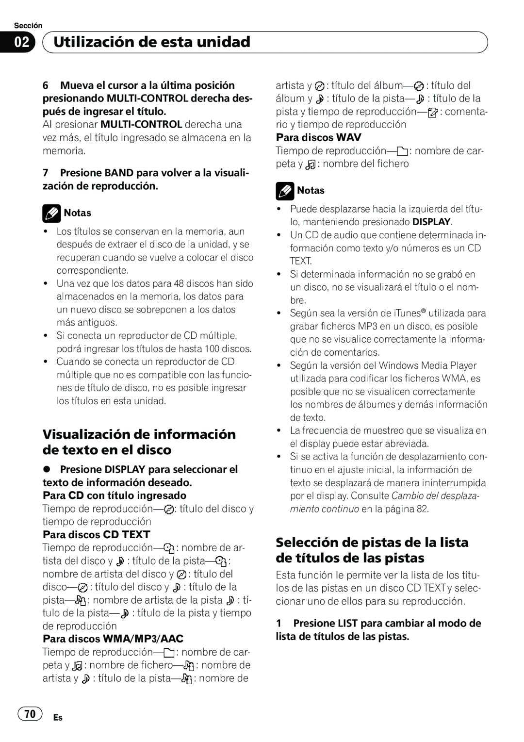 Pioneer DEH-P6950IB operation manual Visualización de información de texto en el disco 