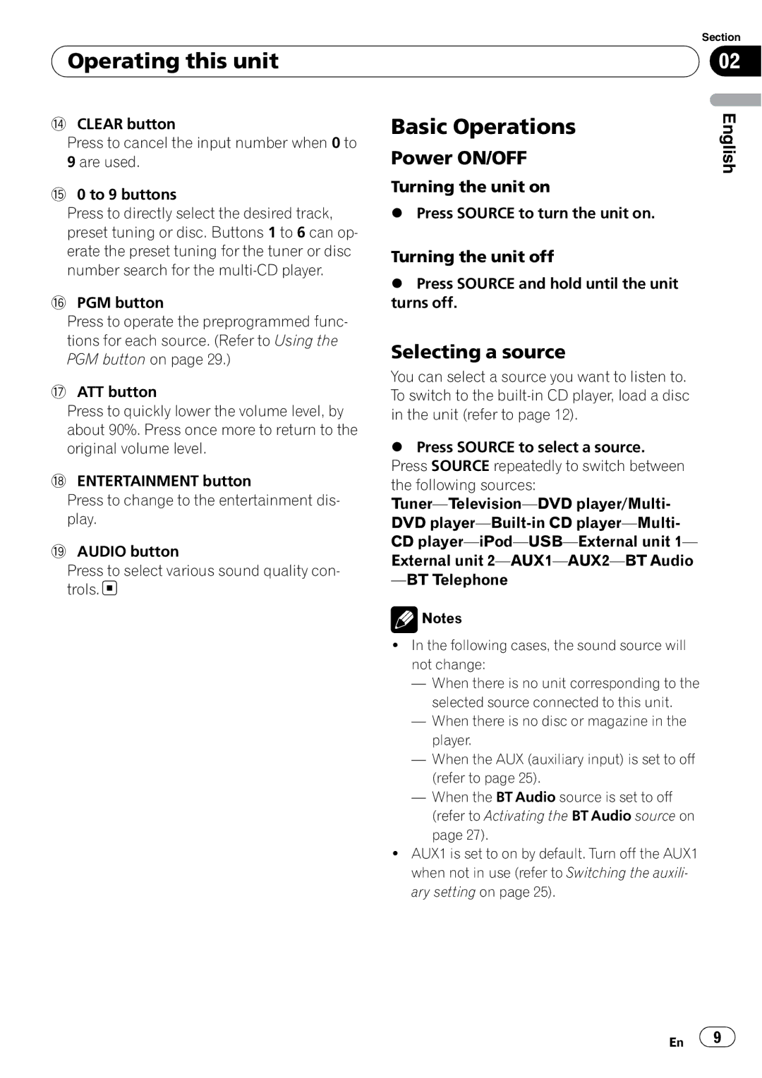 Pioneer DEH-P6950IB operation manual Operating this unit, Basic Operations, Power ON/OFF, Selecting a source 