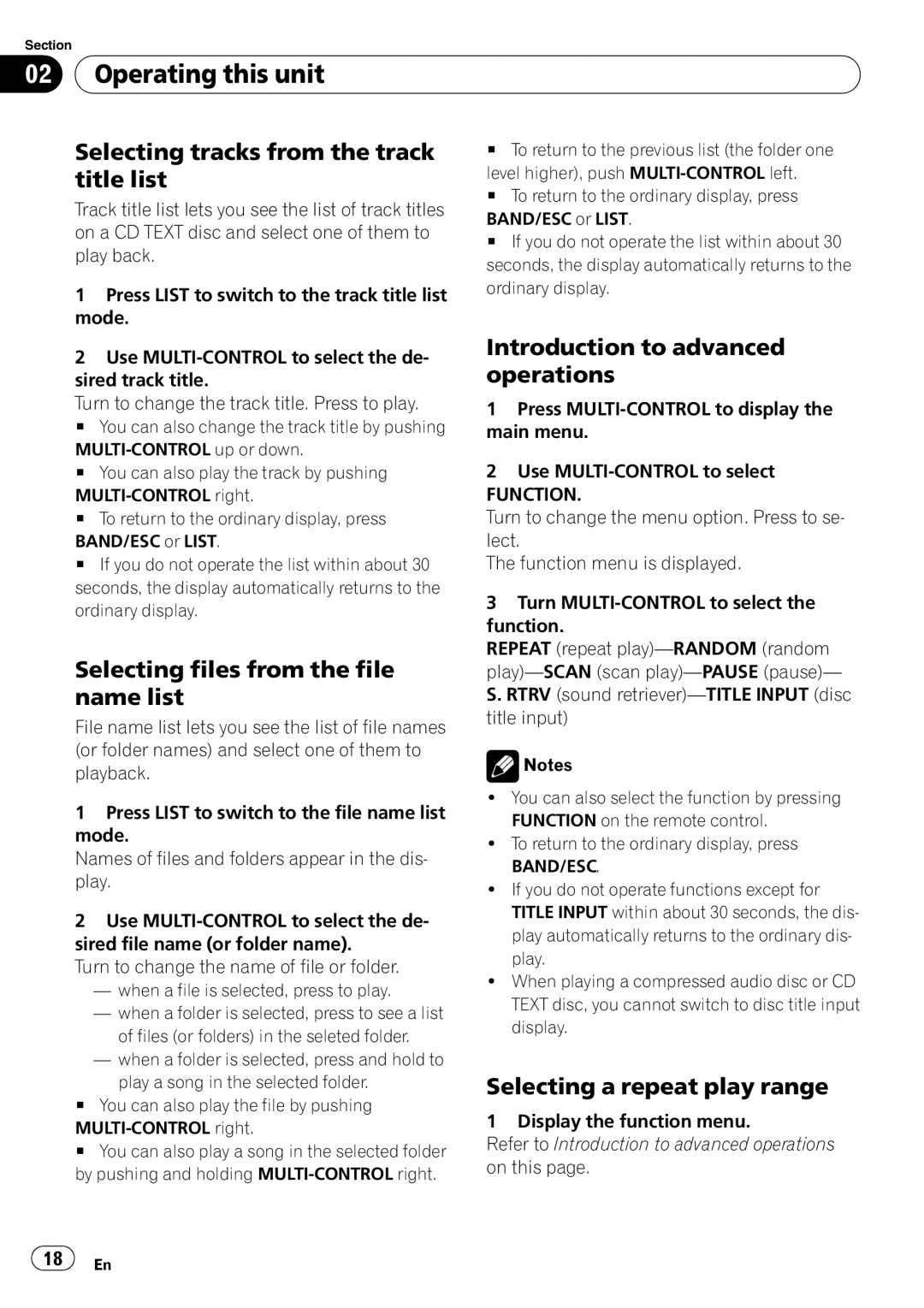 Pioneer DEH-P700BT operation manual Selecting tracks from the track title list, Selecting files from the file name list 