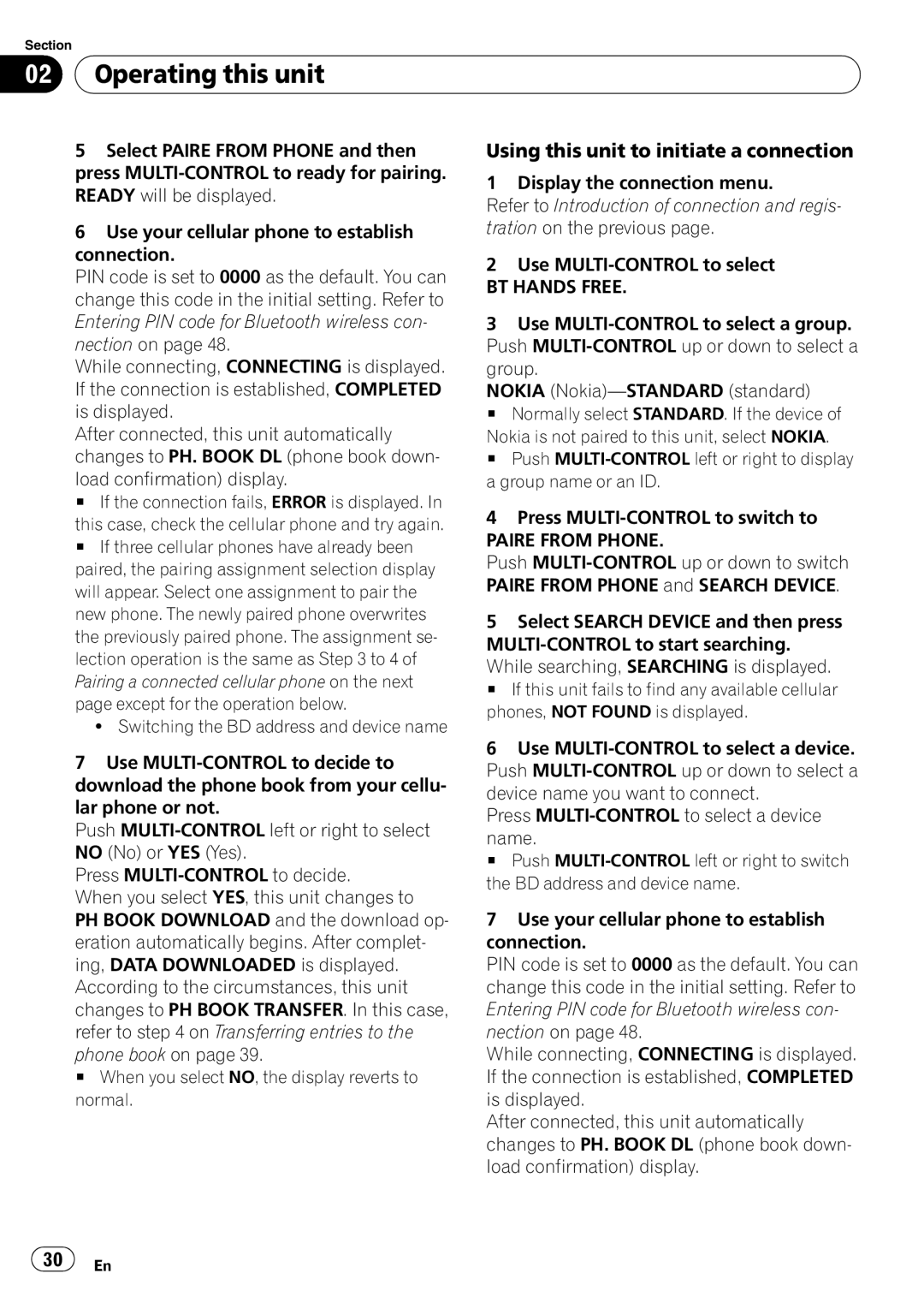 Pioneer DEH-P700BT operation manual Using this unit to initiate a connection 