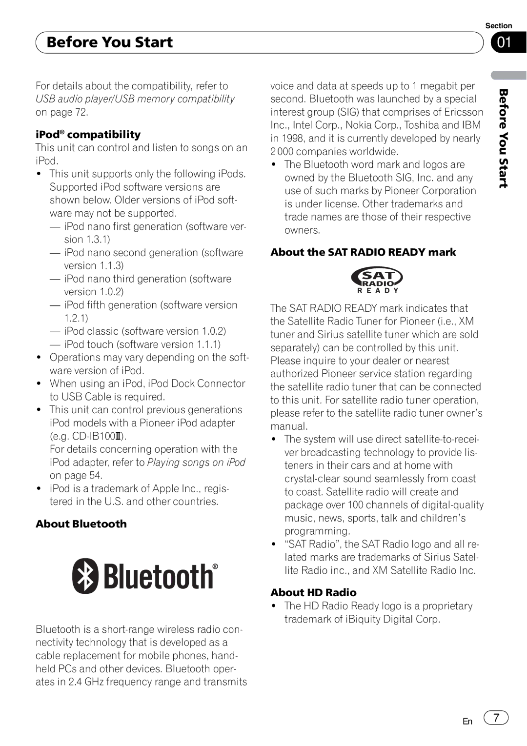 Pioneer DEH-P700BT operation manual Before You Start 