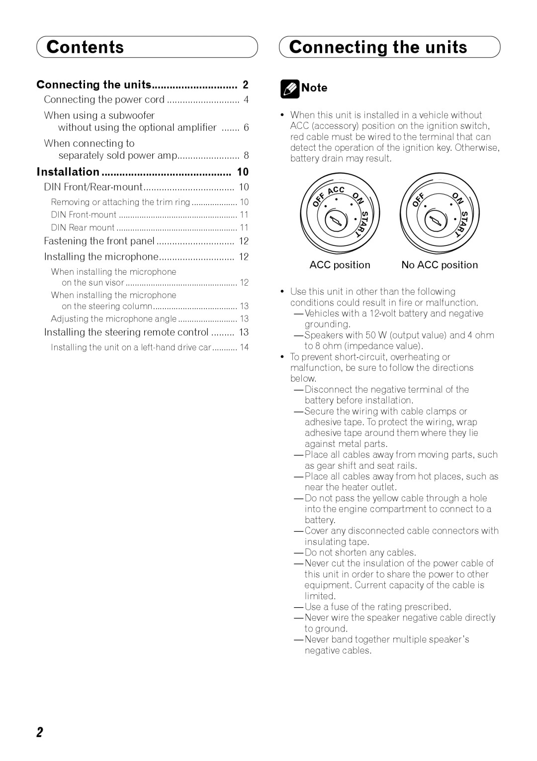 Pioneer DEH-P7100BT installation manual Contents 