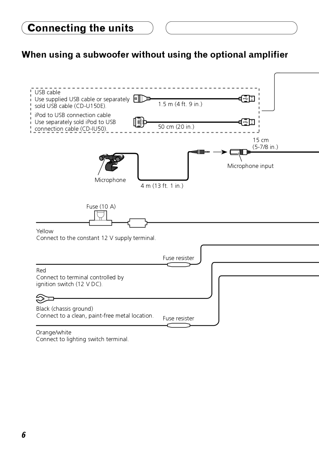 Pioneer DEH-P7100BT installation manual When using a subwoofer without using the optional amplifier 