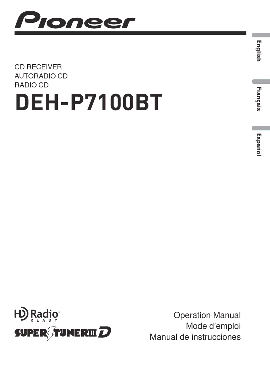 Pioneer DEH-P7100BT operation manual 