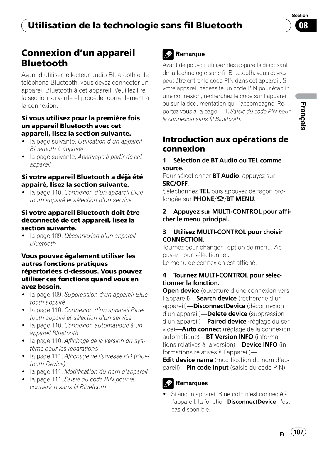 Pioneer DEH-P7100BT operation manual Introduction aux opérations de connexion, Connection 