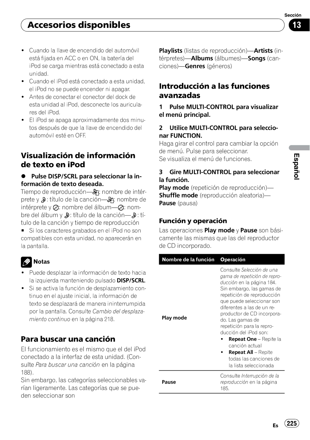 Pioneer DEH-P7100BT operation manual Visualización de información de texto en iPod, Para buscar una canción 