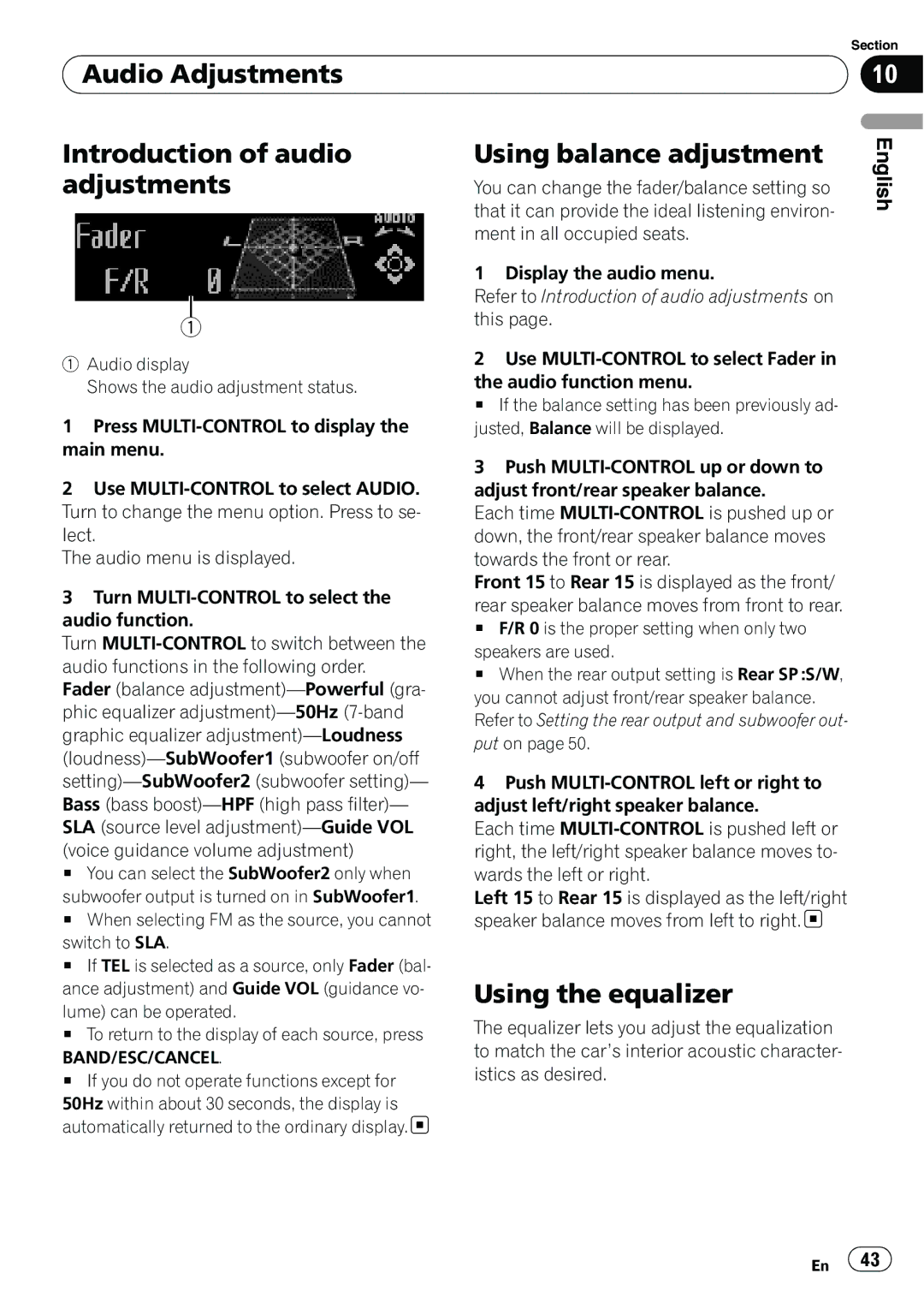 Pioneer DEH-P7100BT operation manual Using the equalizer 