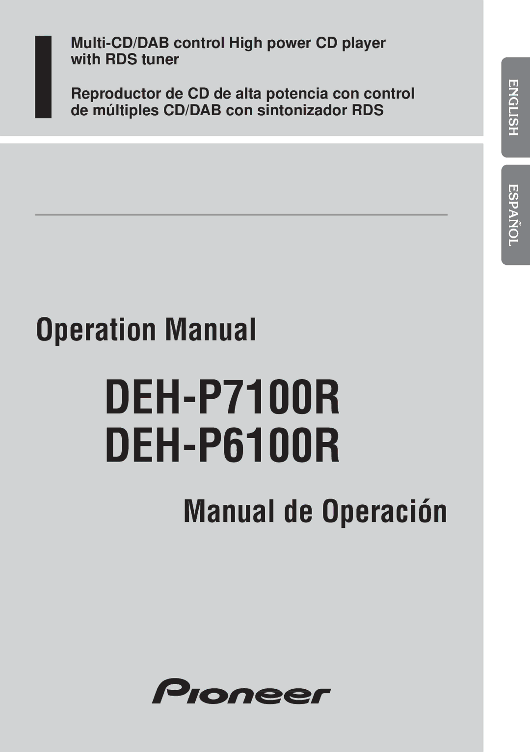 Pioneer operation manual DEH-P7100R DEH-P6100R 