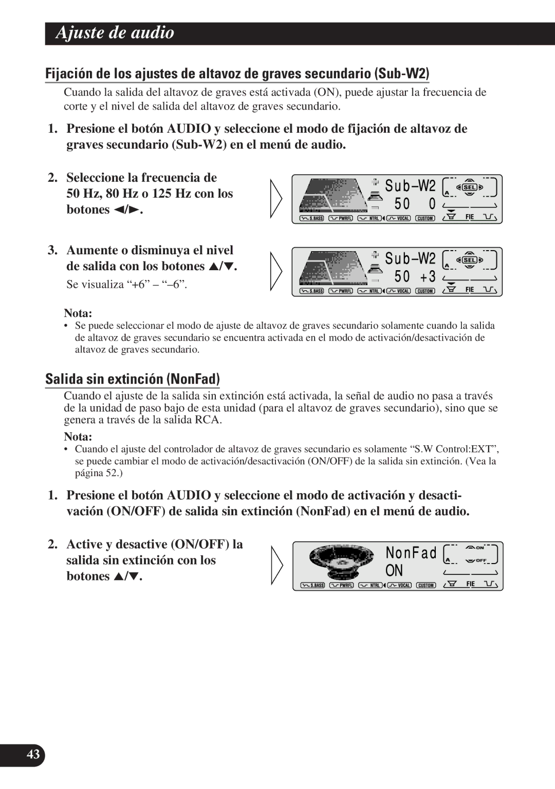 Pioneer DEH-P7100R, DEH-P6100R operation manual Salida sin extinción NonFad 