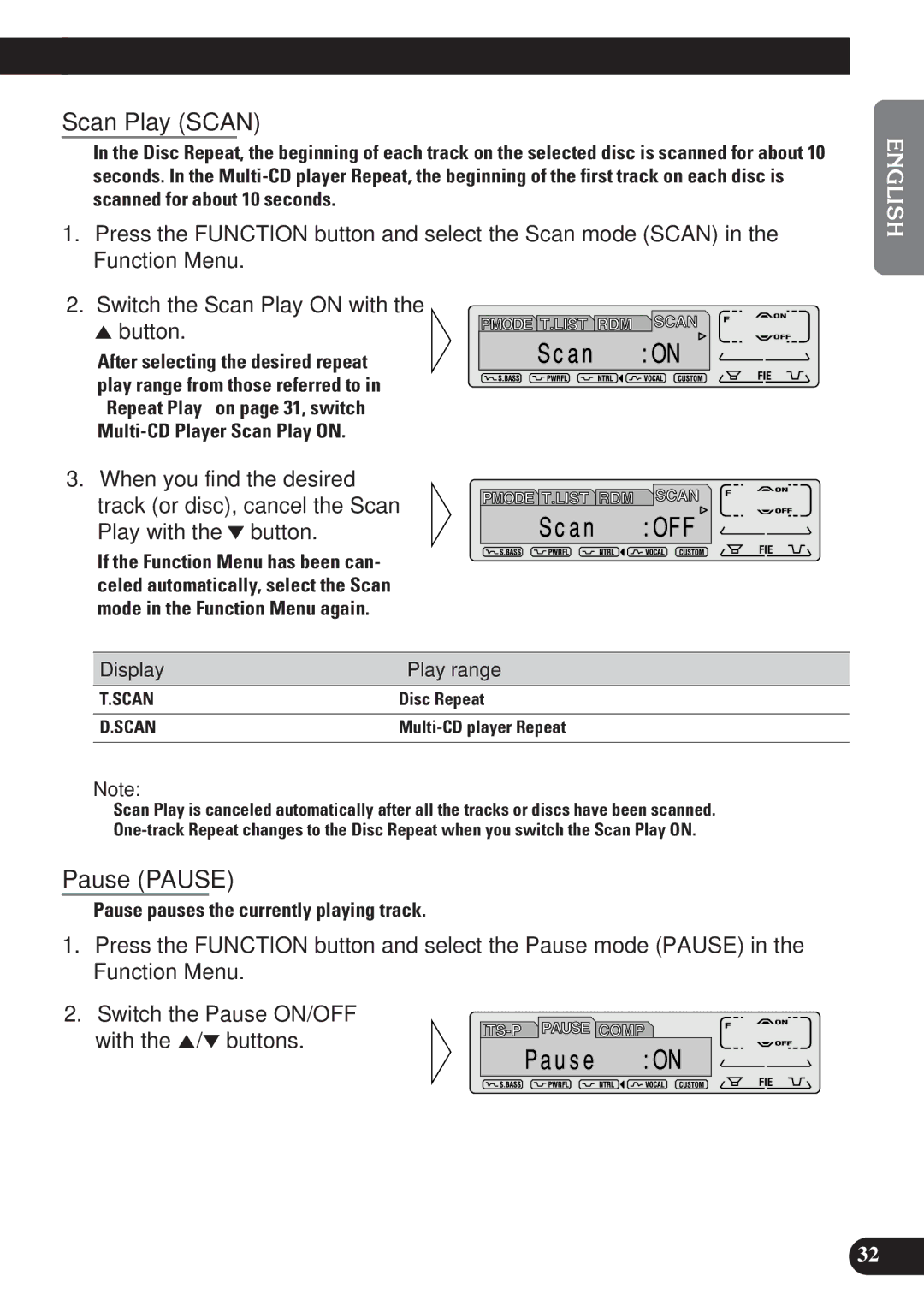 Pioneer DEH-P6100R, DEH-P7100R operation manual Scan Play Scan 