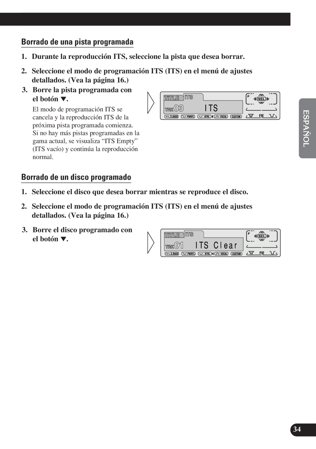 Pioneer DEH-P6100R, DEH-P7100R operation manual Borrado de una pista programada, Borrado de un disco programado 