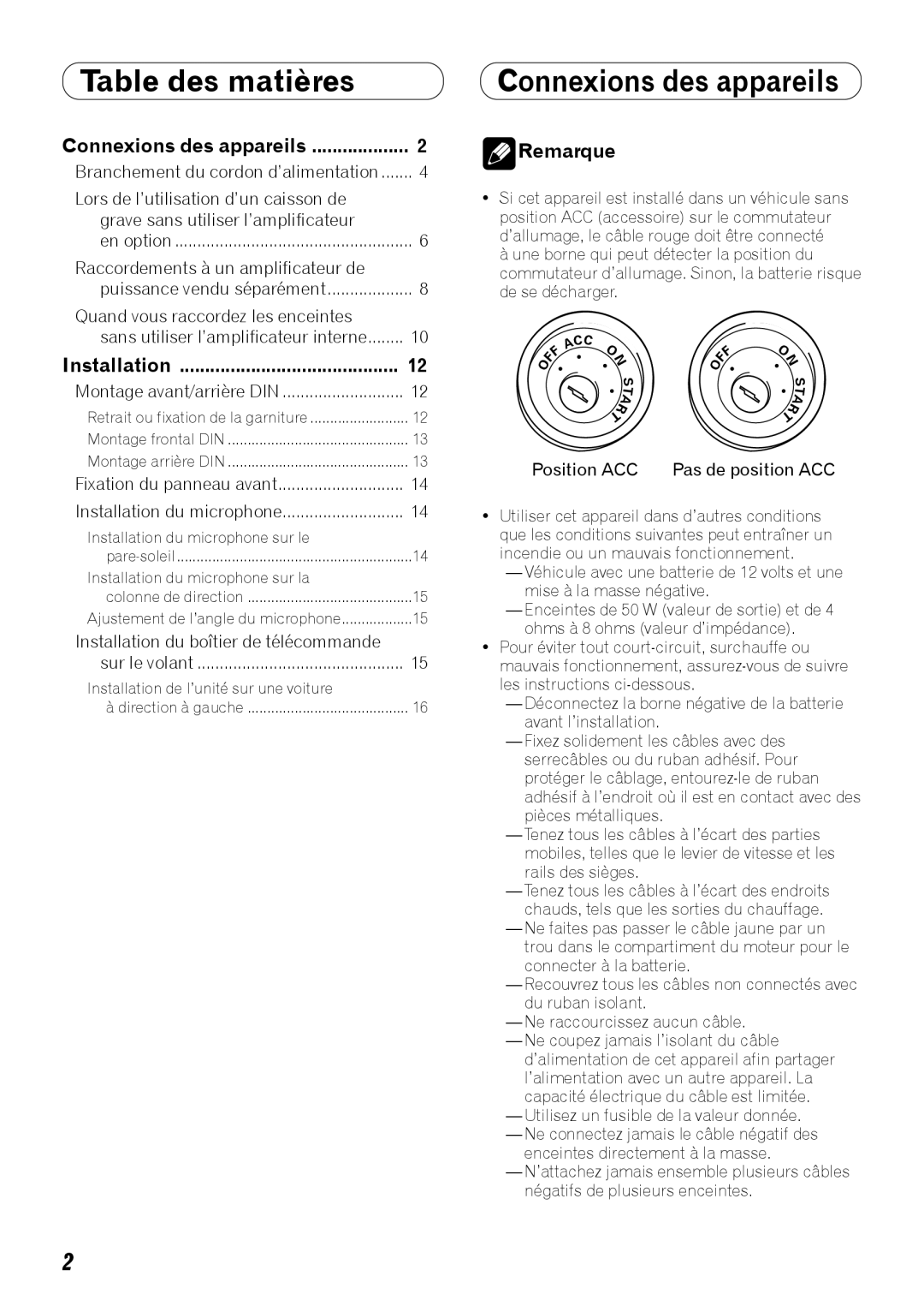 Pioneer DEH-P710BT installation manual Raccordements à un amplificateur de, Installation du boîtier de télécommande 