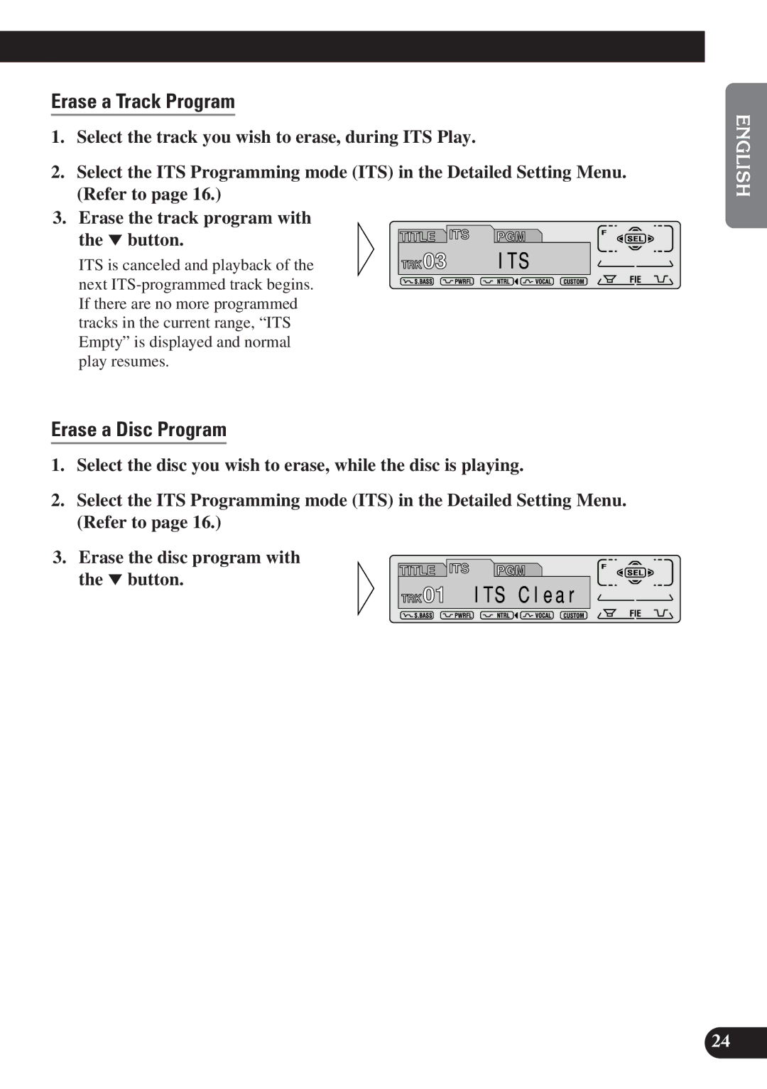 Pioneer DEH-P7200 operation manual Erase a Track Program, Erase a Disc Program 