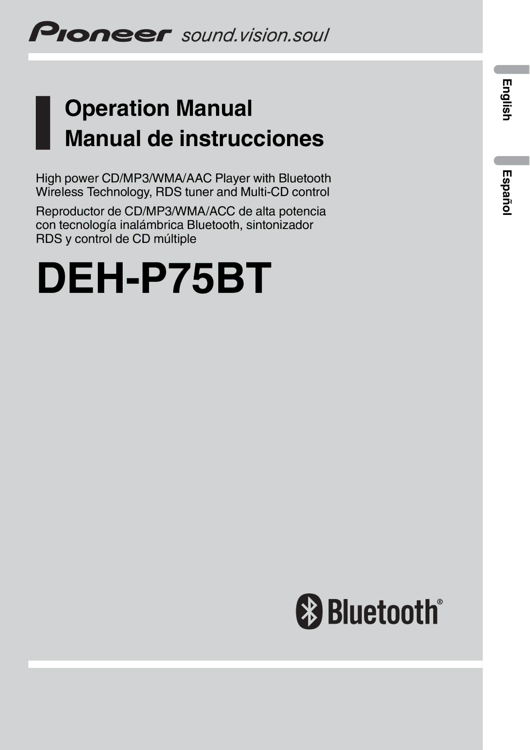 Pioneer DEH-P75BT operation manual 